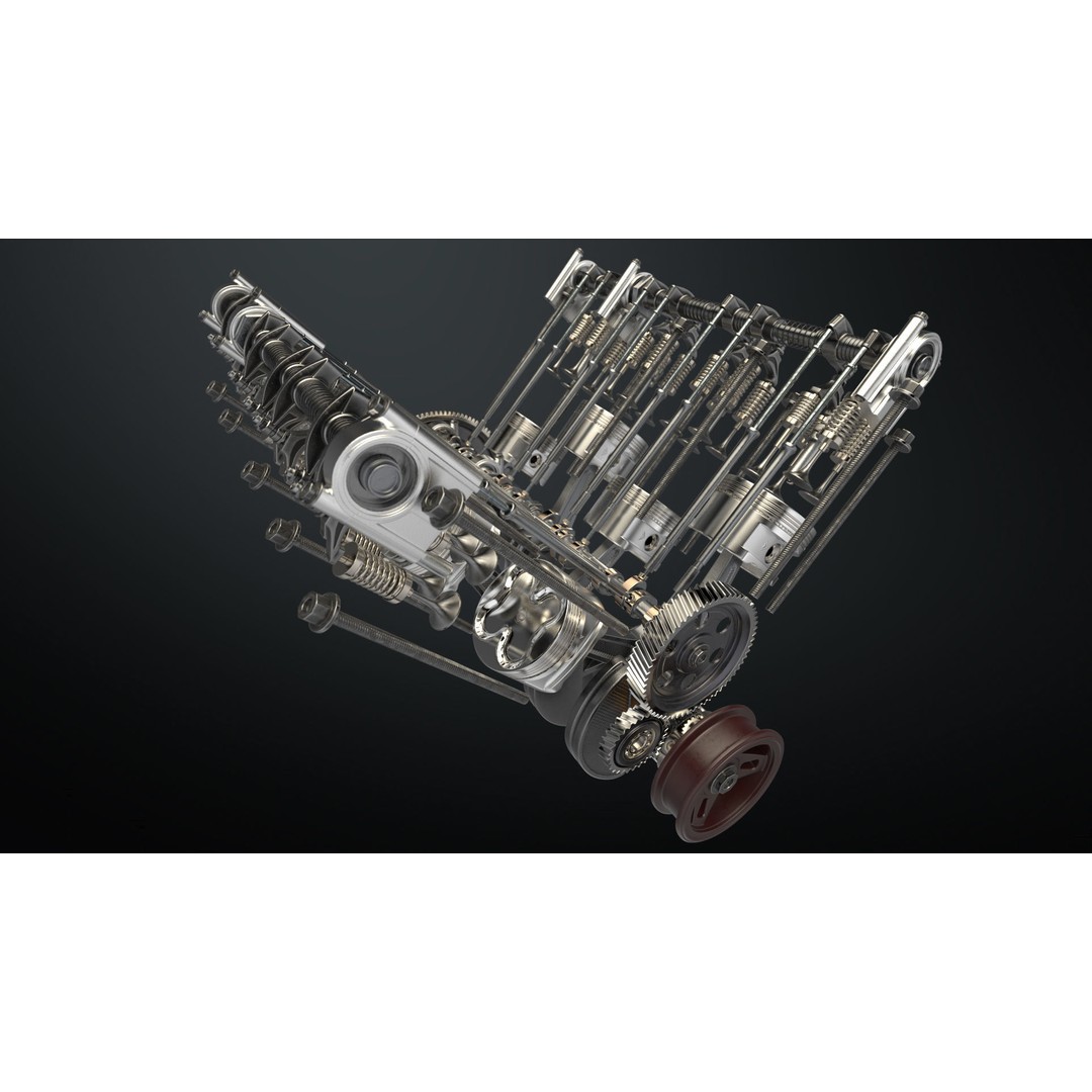 V8 Engine 3D Model – Animated Vehicle Part, FBX, PBR Textures - View 23
