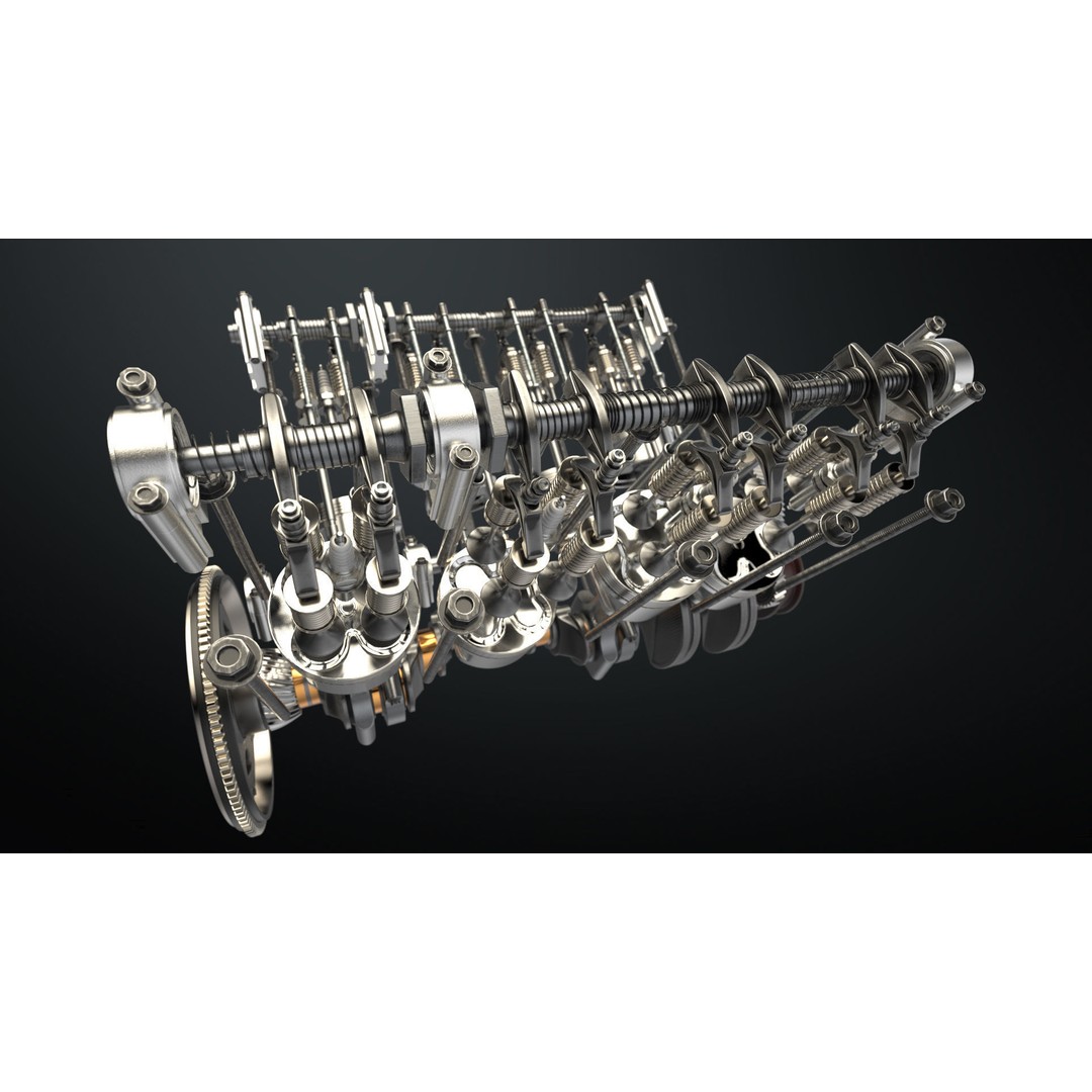 V8 Engine 3D Model – Animated Vehicle Part, FBX, PBR Textures - View 24