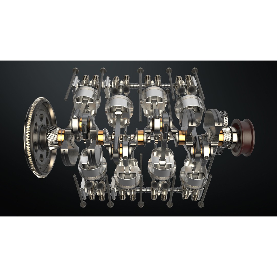 V8 Engine 3D Model – Animated Vehicle Part, FBX, PBR Textures - View 29
