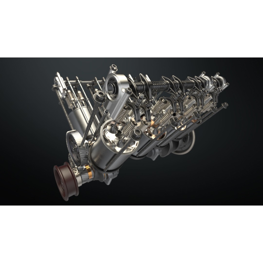 V8 Engine 3D Model – Animated Vehicle Part, FBX, PBR Textures - View 3