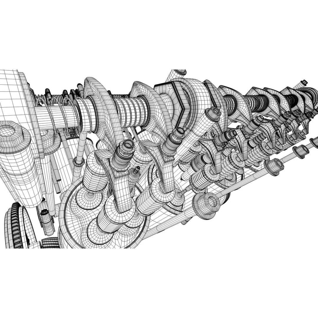 V8 Engine 3D Model – Animated Vehicle Part, FBX, PBR Textures - View 34
