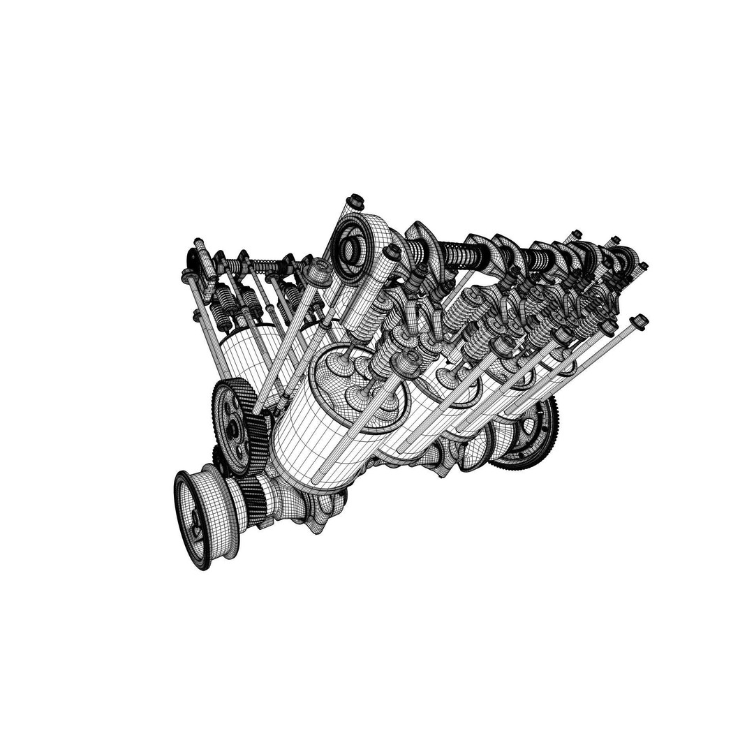 V8 Engine 3D Model – Animated Vehicle Part, FBX, PBR Textures - View 35