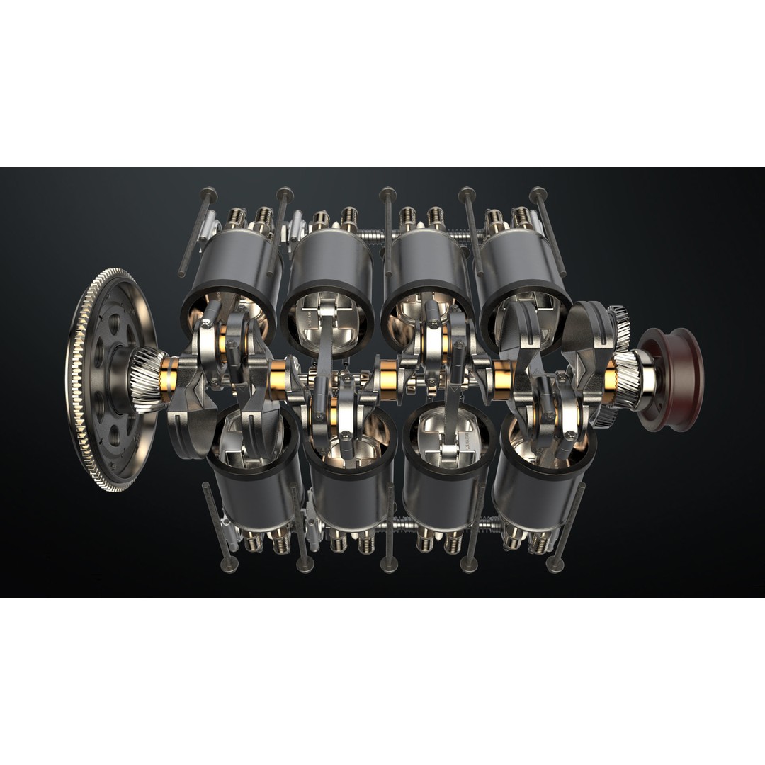 V8 Engine 3D Model – Animated Vehicle Part, FBX, PBR Textures - View 5