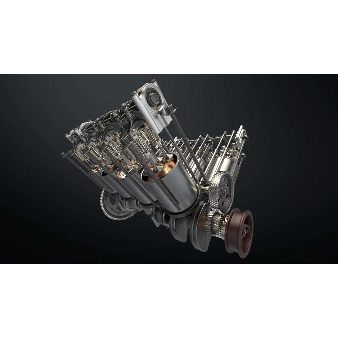 V8 Engine 3D Model – Animated Vehicle Part, FBX, PBR Textures - View 6
