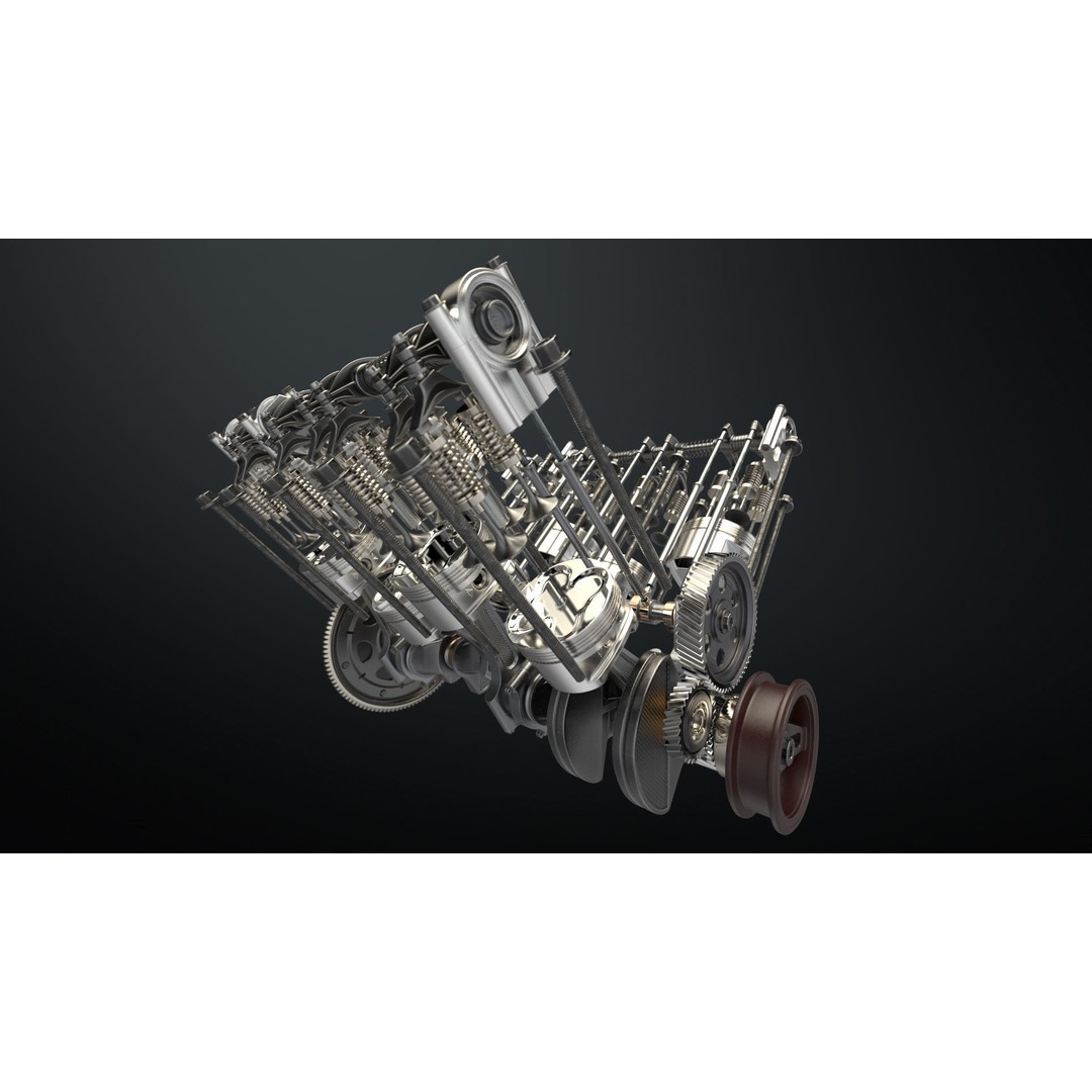 V8 Engine 3D Model – Animated Vehicle Part, FBX, PBR Textures - View 7