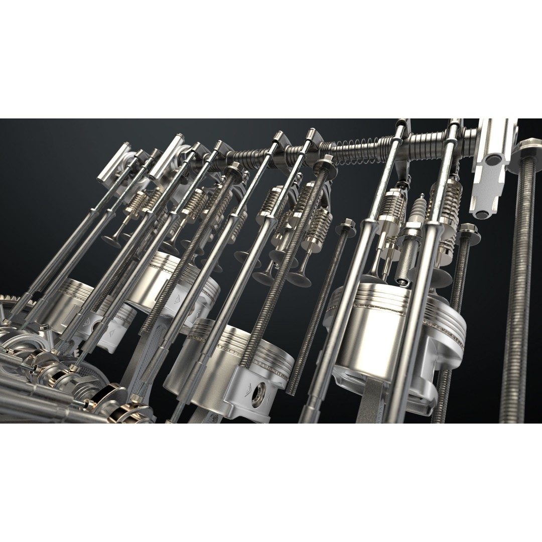 V8 Engine 3D Model – Animated Vehicle Part, FBX, PBR Textures - View 9