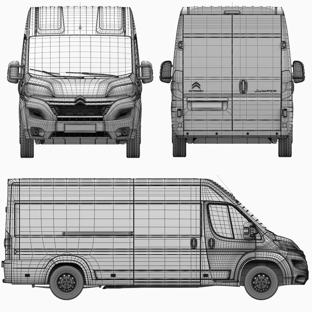 Citroen Jumper L4H2 Van 3D Model – Detailed Commercial Vehicle, FBX, OBJ - View 27