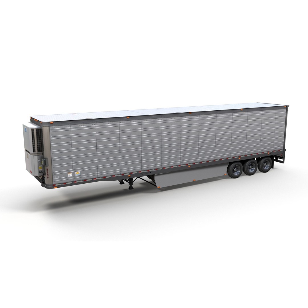 Refrigerated Trailer 3D Model – Low Poly Game Ready Asset, FBX - View 3