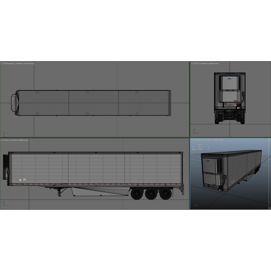 Refrigerated Trailer 3D Model – Low Poly Game Ready Asset, FBX - View 38