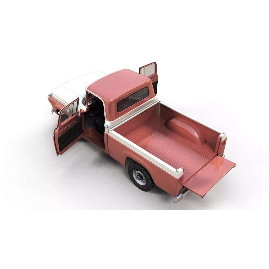 1950s American 4x4 Pickup Truck 3D Model – Low Poly Game Ready FBX - View 11