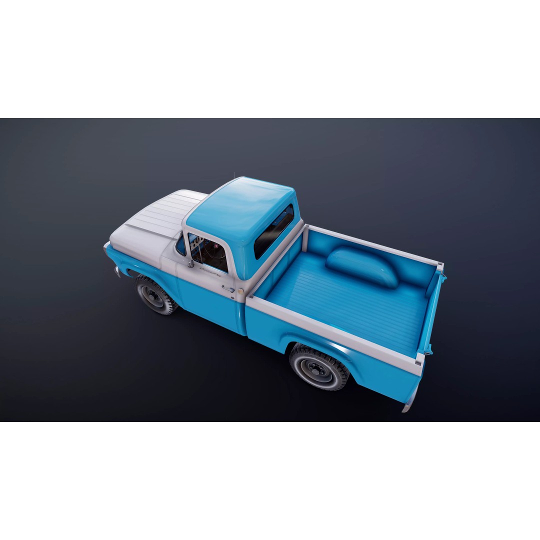 1950s American 4x4 Pickup Truck 3D Model – Low Poly Game Ready FBX - View 18