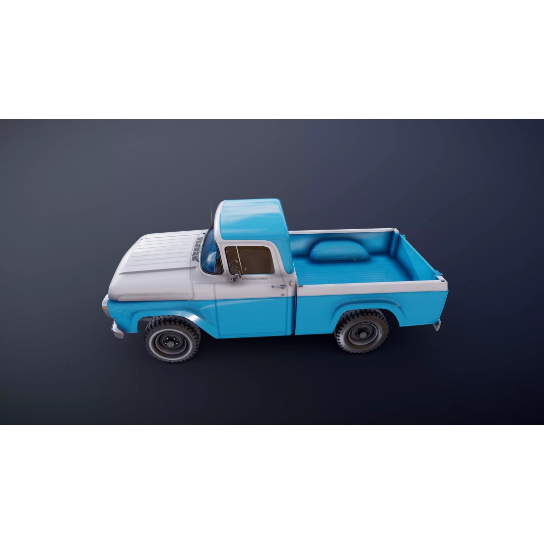 1950s American 4x4 Pickup Truck 3D Model – Low Poly Game Ready FBX - View 22