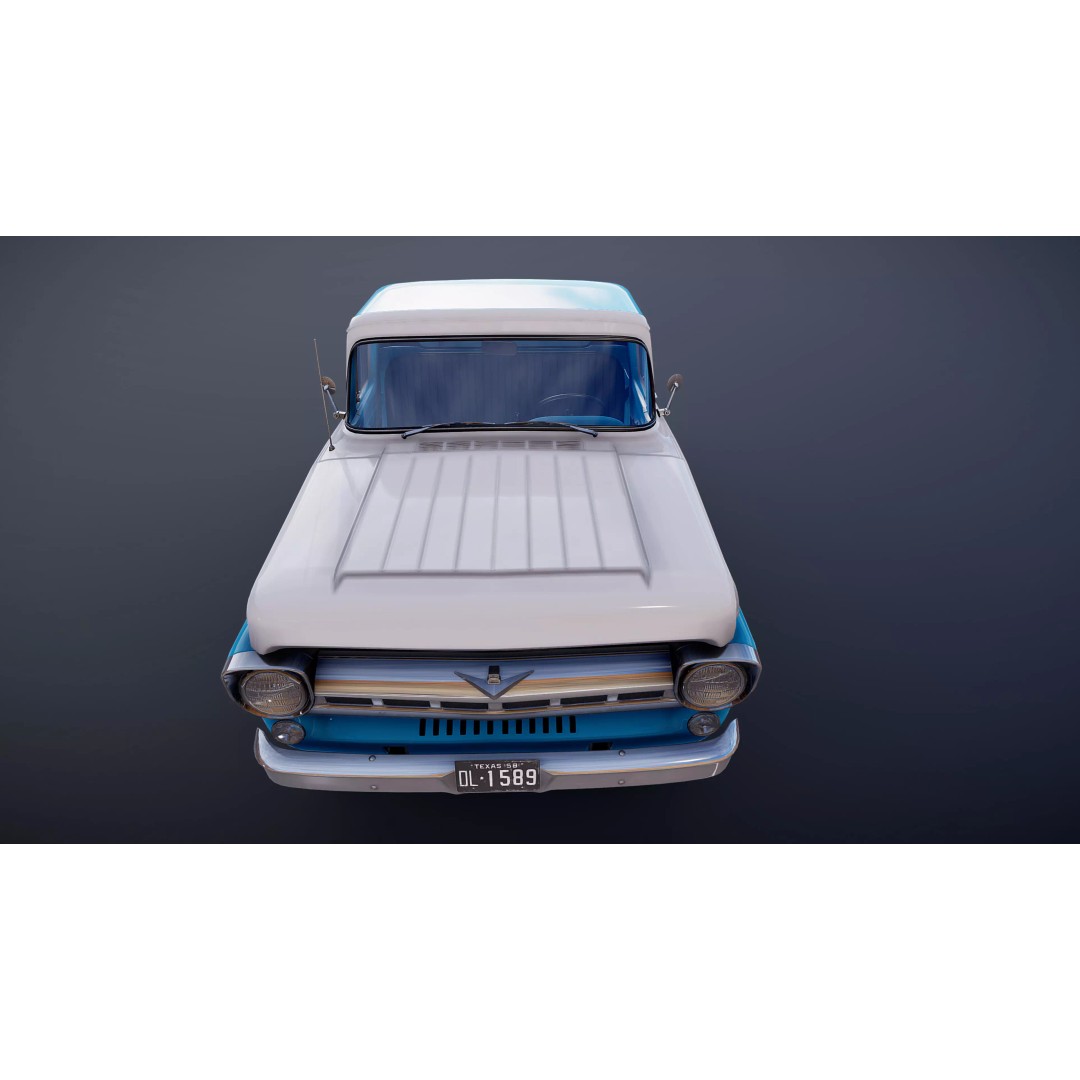 1950s American 4x4 Pickup Truck 3D Model – Low Poly Game Ready FBX - View 23