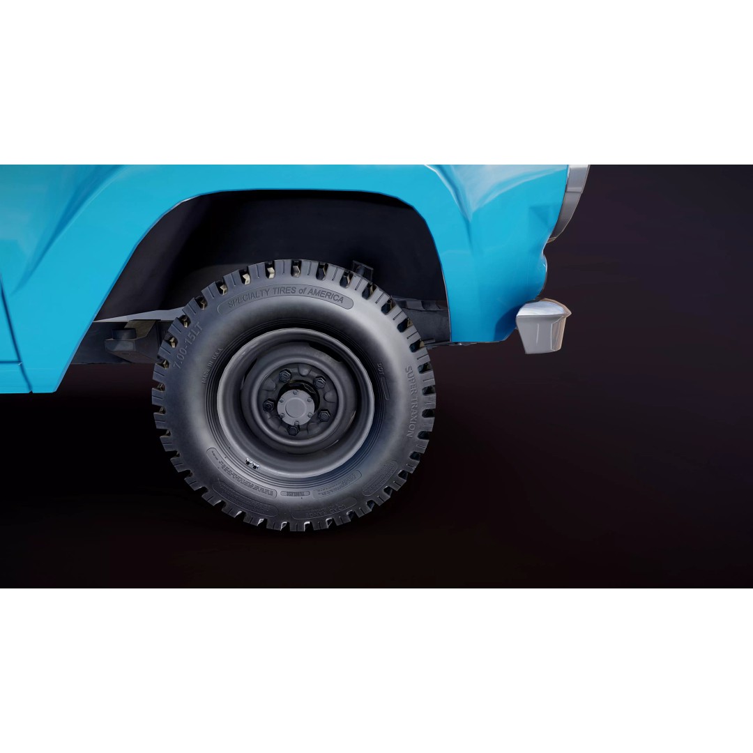 1950s American 4x4 Pickup Truck 3D Model – Low Poly Game Ready FBX - View 26