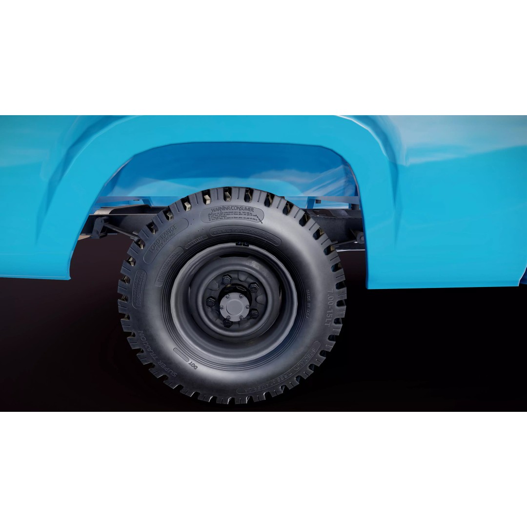 1950s American 4x4 Pickup Truck 3D Model – Low Poly Game Ready FBX - View 27
