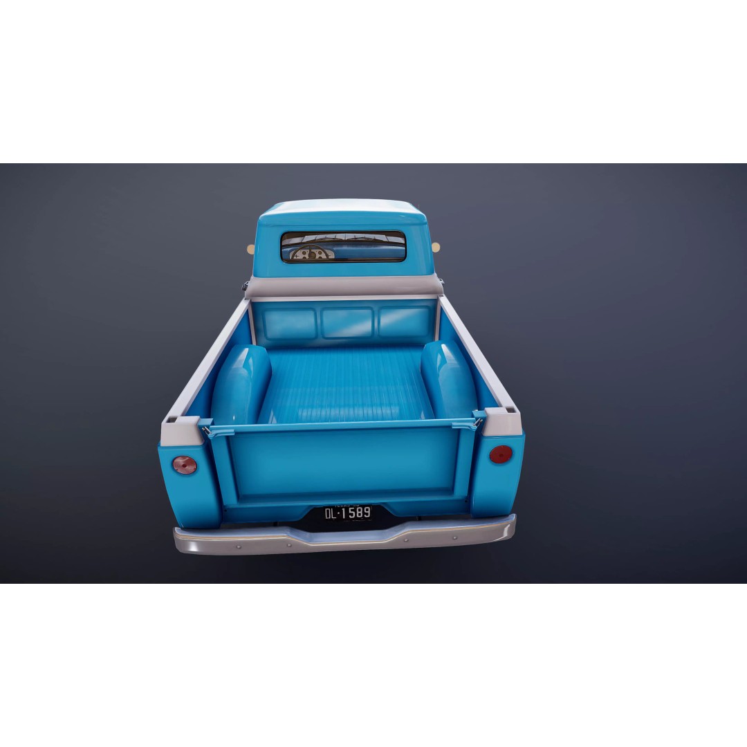 1950s American 4x4 Pickup Truck 3D Model – Low Poly Game Ready FBX - View 29