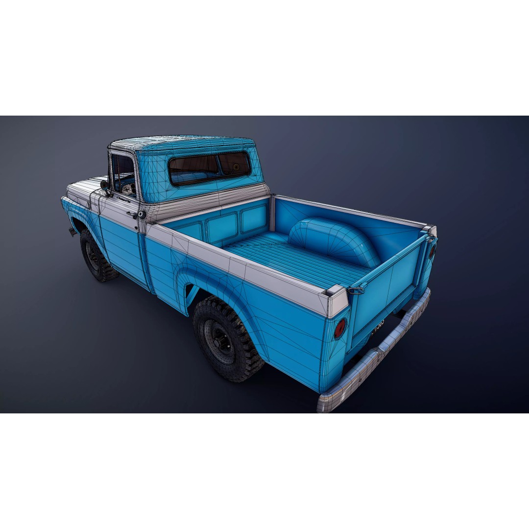 1950s American 4x4 Pickup Truck 3D Model – Low Poly Game Ready FBX - View 31