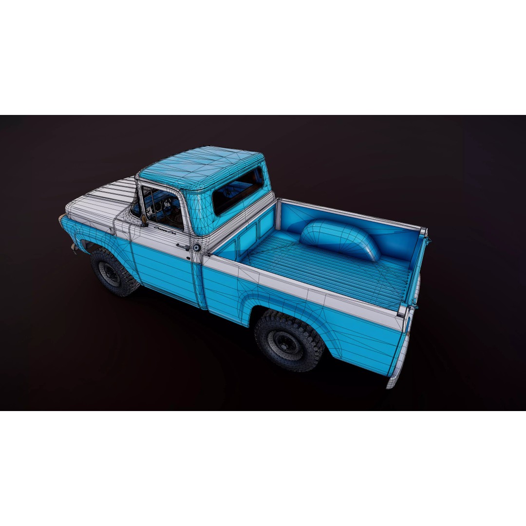 1950s American 4x4 Pickup Truck 3D Model – Low Poly Game Ready FBX - View 33