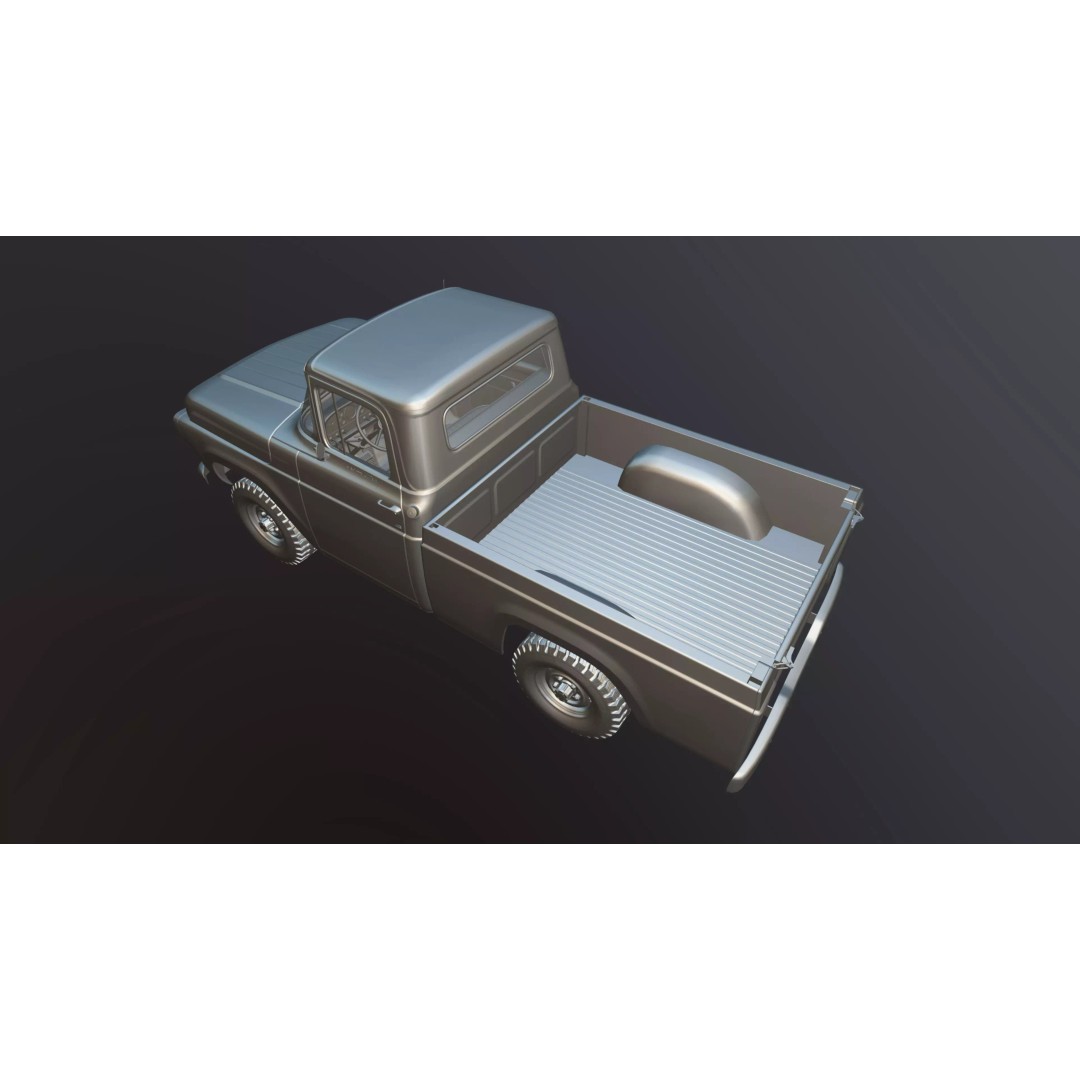 1950s American 4x4 Pickup Truck 3D Model – Low Poly Game Ready FBX - View 38
