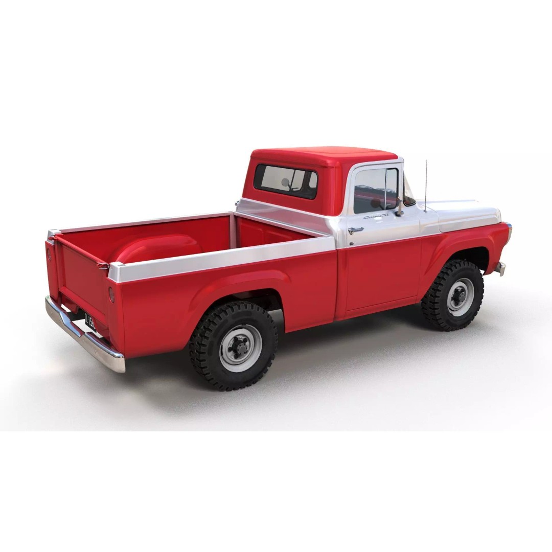 1950s American 4x4 Pickup Truck 3D Model – Low Poly Game Ready FBX - View 4