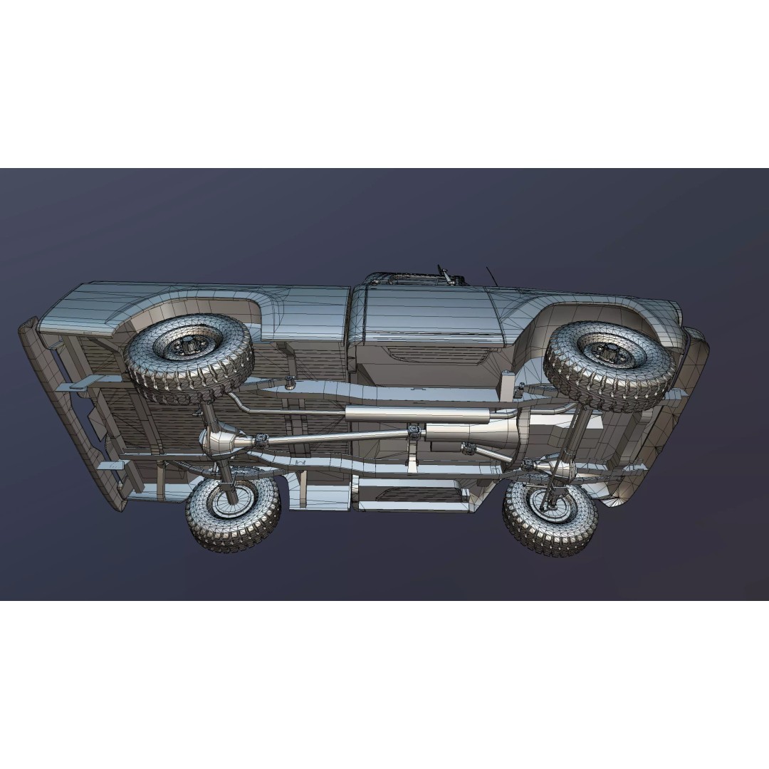 1950s American 4x4 Pickup Truck 3D Model – Low Poly Game Ready FBX - View 40