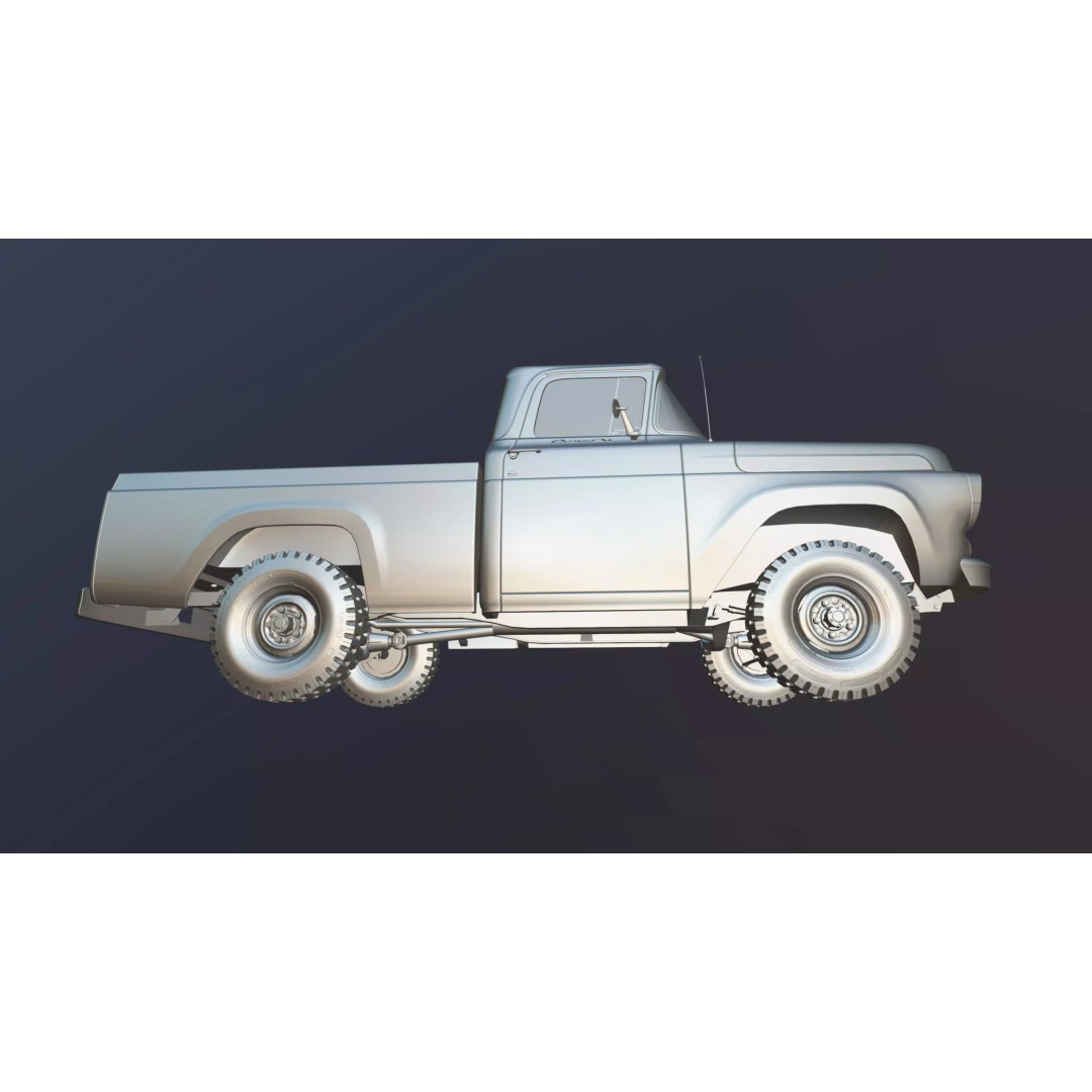 1950s American 4x4 Pickup Truck 3D Model – Low Poly Game Ready FBX - View 41