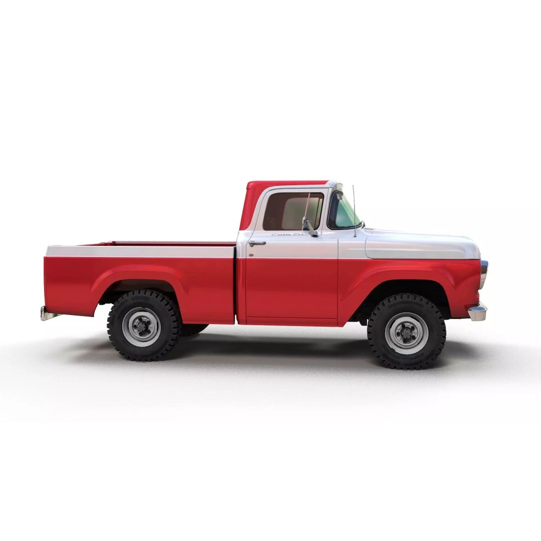 1950s American 4x4 Pickup Truck 3D Model – Low Poly Game Ready FBX - View 5