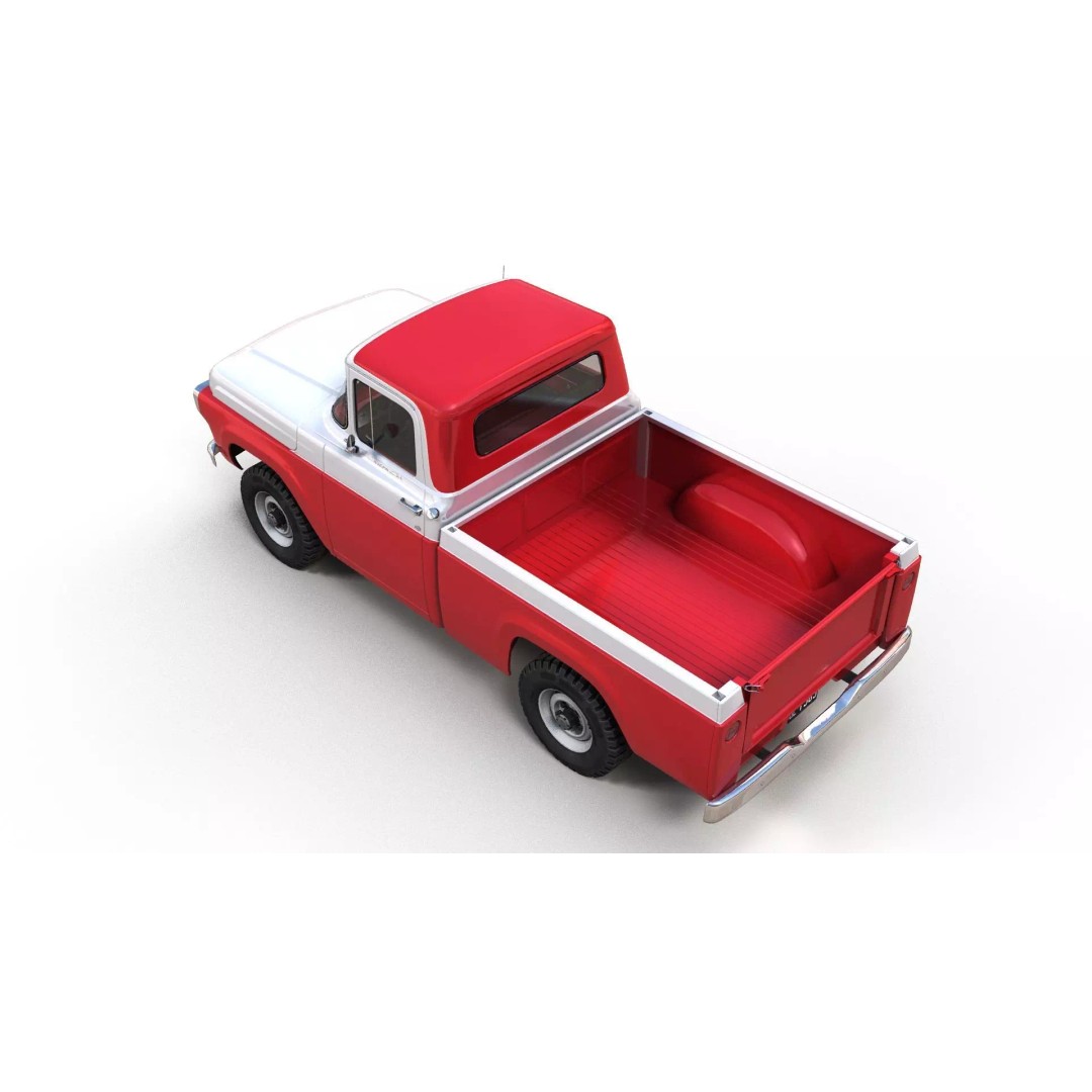 1950s American 4x4 Pickup Truck 3D Model – Low Poly Game Ready FBX - View 6