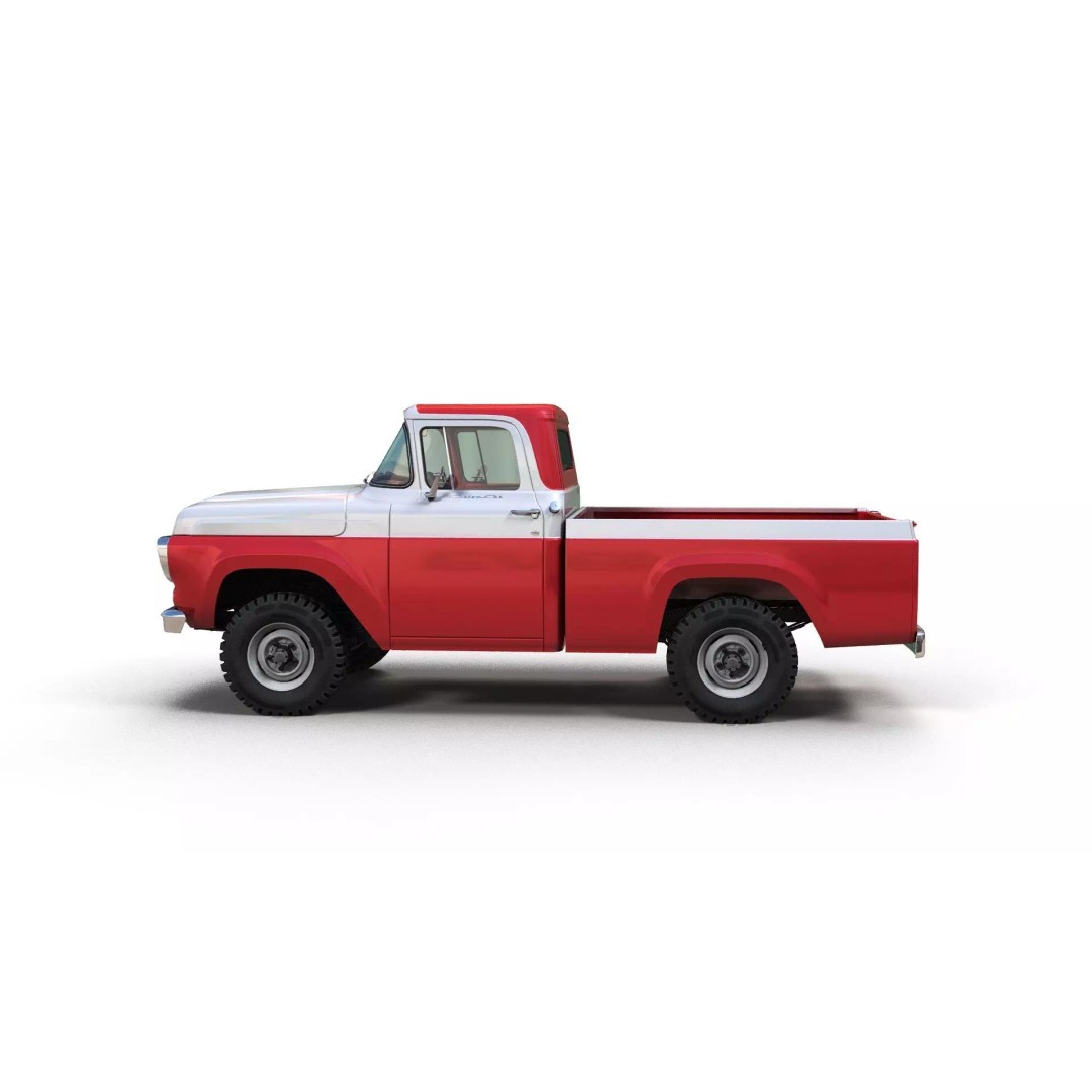 1950s American 4x4 Pickup Truck 3D Model – Low Poly Game Ready FBX - View 7