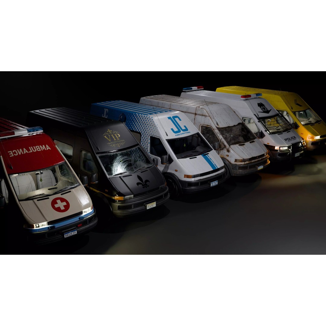 Service Van 3D Model – Low Poly Game Asset, FBX, PBR Textures - View 10