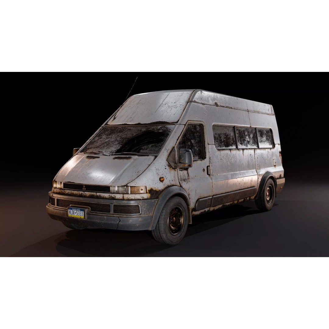 Service Van 3D Model – Low Poly Game Asset, FBX, PBR Textures - View 11