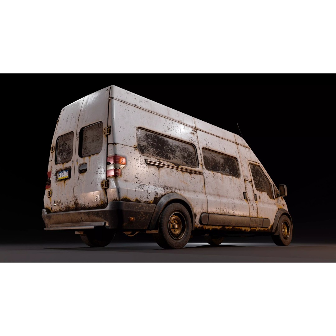 Service Van 3D Model – Low Poly Game Asset, FBX, PBR Textures - View 12