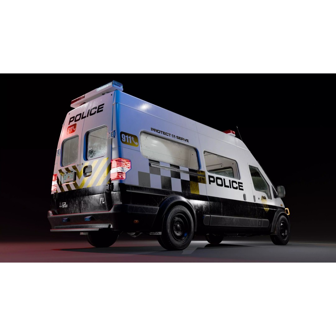 Service Van 3D Model – Low Poly Game Asset, FBX, PBR Textures - View 22