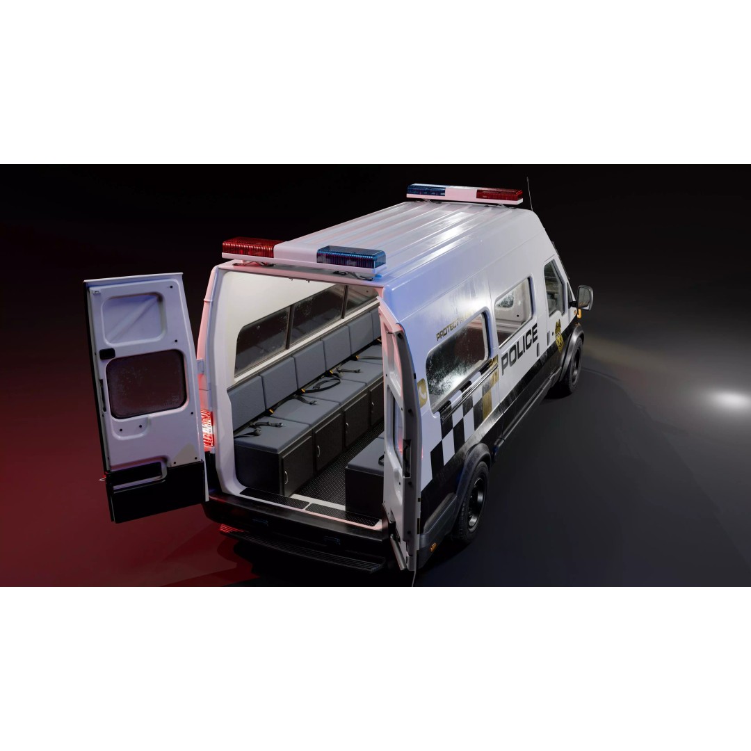Service Van 3D Model – Low Poly Game Asset, FBX, PBR Textures - View 23