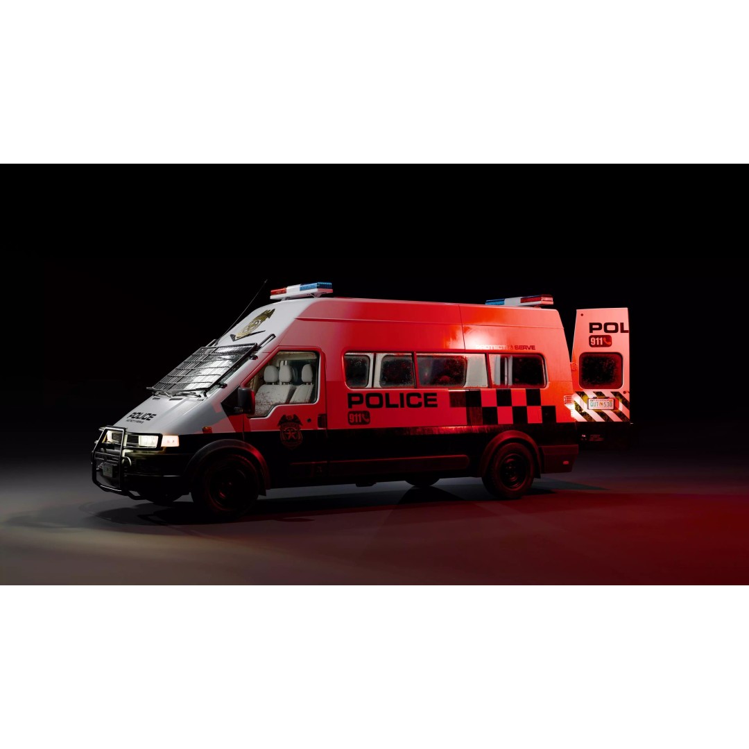 Service Van 3D Model – Low Poly Game Asset, FBX, PBR Textures - View 24