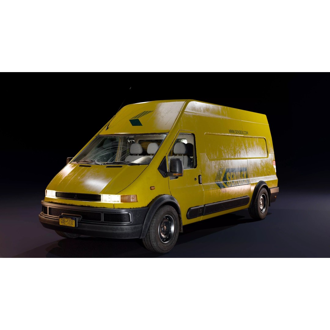 Service Van 3D Model – Low Poly Game Asset, FBX, PBR Textures - View 25