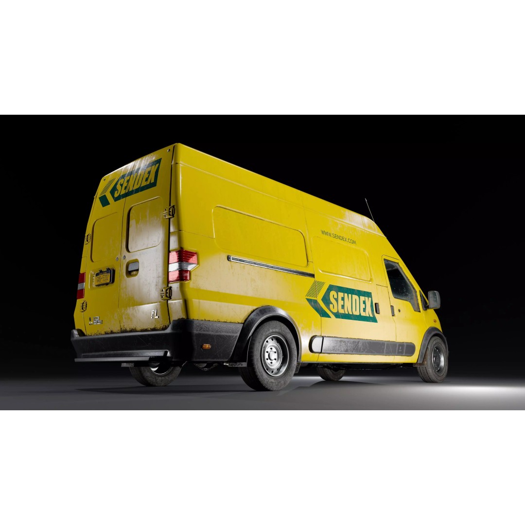 Service Van 3D Model – Low Poly Game Asset, FBX, PBR Textures - View 26