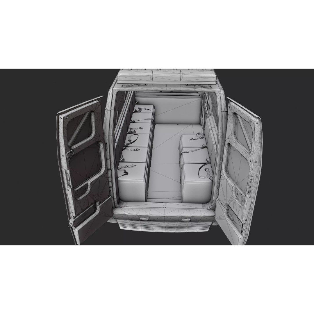 Service Van 3D Model – Low Poly Game Asset, FBX, PBR Textures - View 28