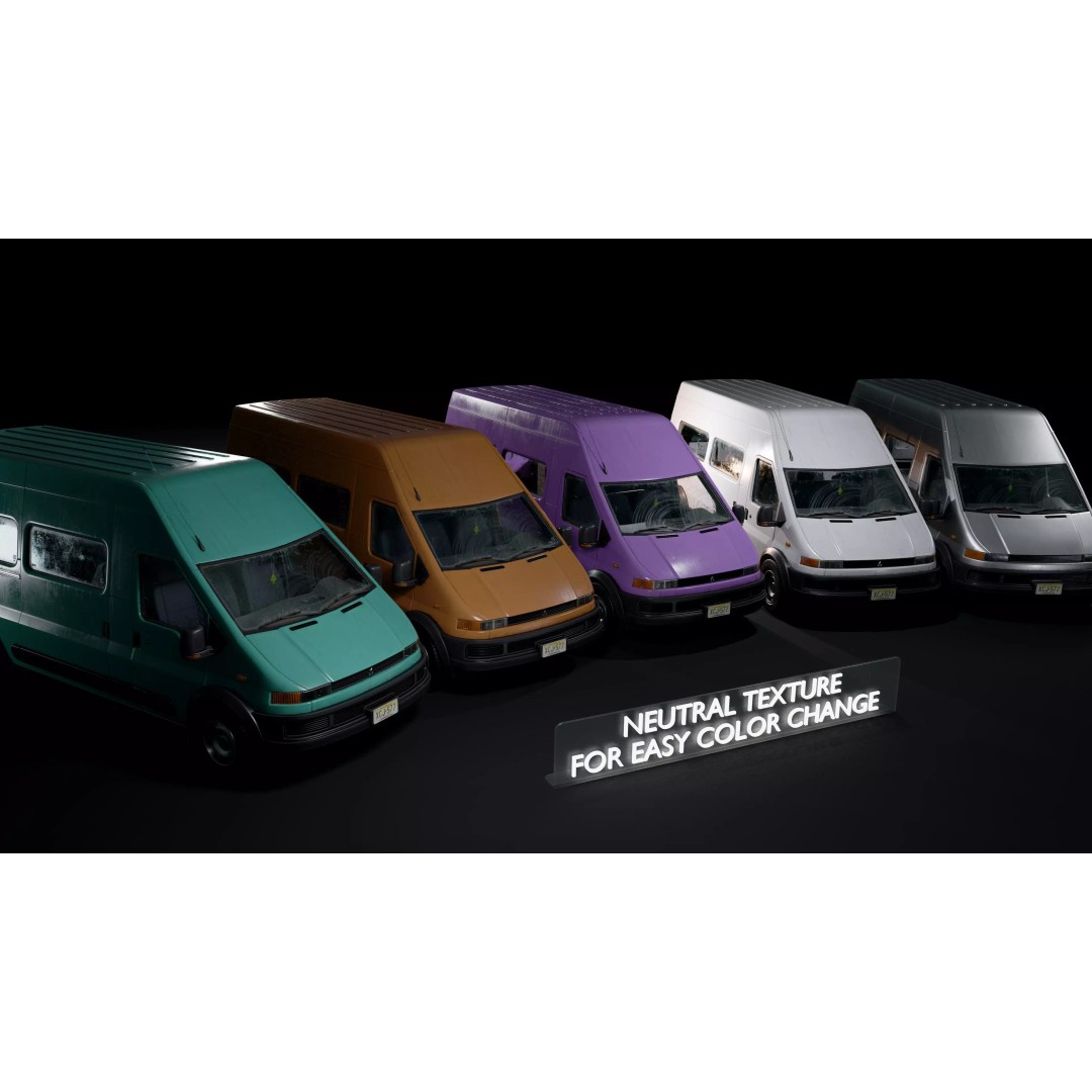 Service Van 3D Model – Low Poly Game Asset, FBX, PBR Textures - View 3