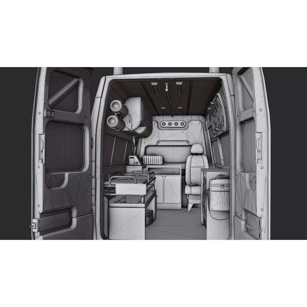 Service Van 3D Model – Low Poly Game Asset, FBX, PBR Textures - View 31