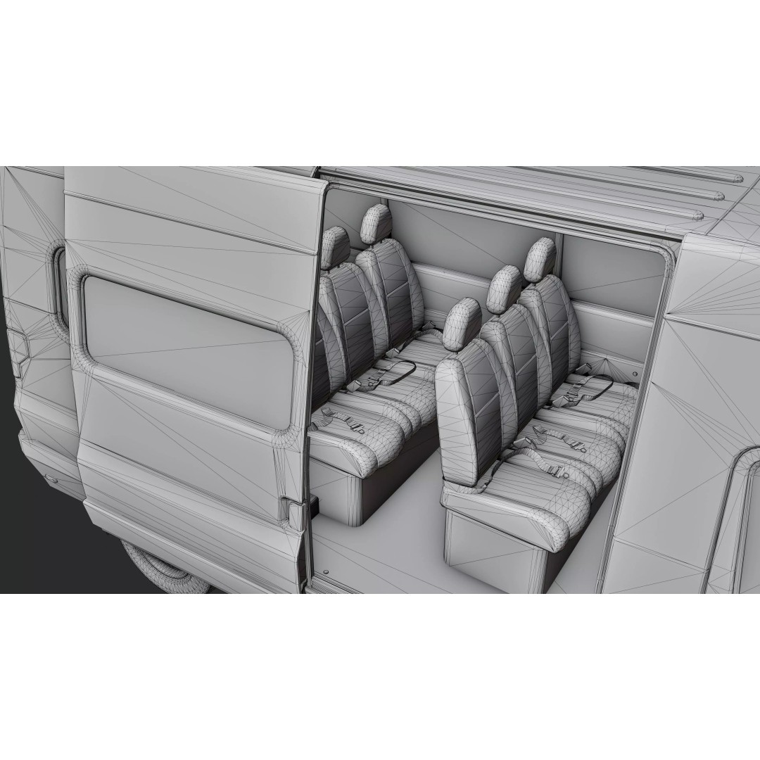 Service Van 3D Model – Low Poly Game Asset, FBX, PBR Textures - View 33