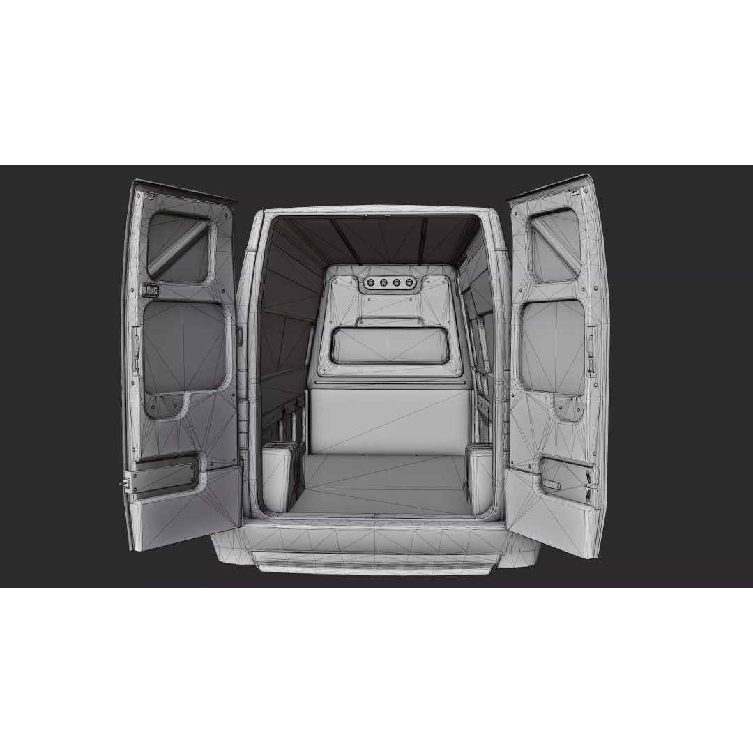 Service Van 3D Model – Low Poly Game Asset, FBX, PBR Textures - View 34