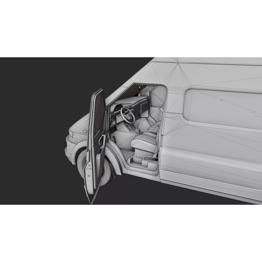 Service Van 3D Model – Low Poly Game Asset, FBX, PBR Textures - View 35