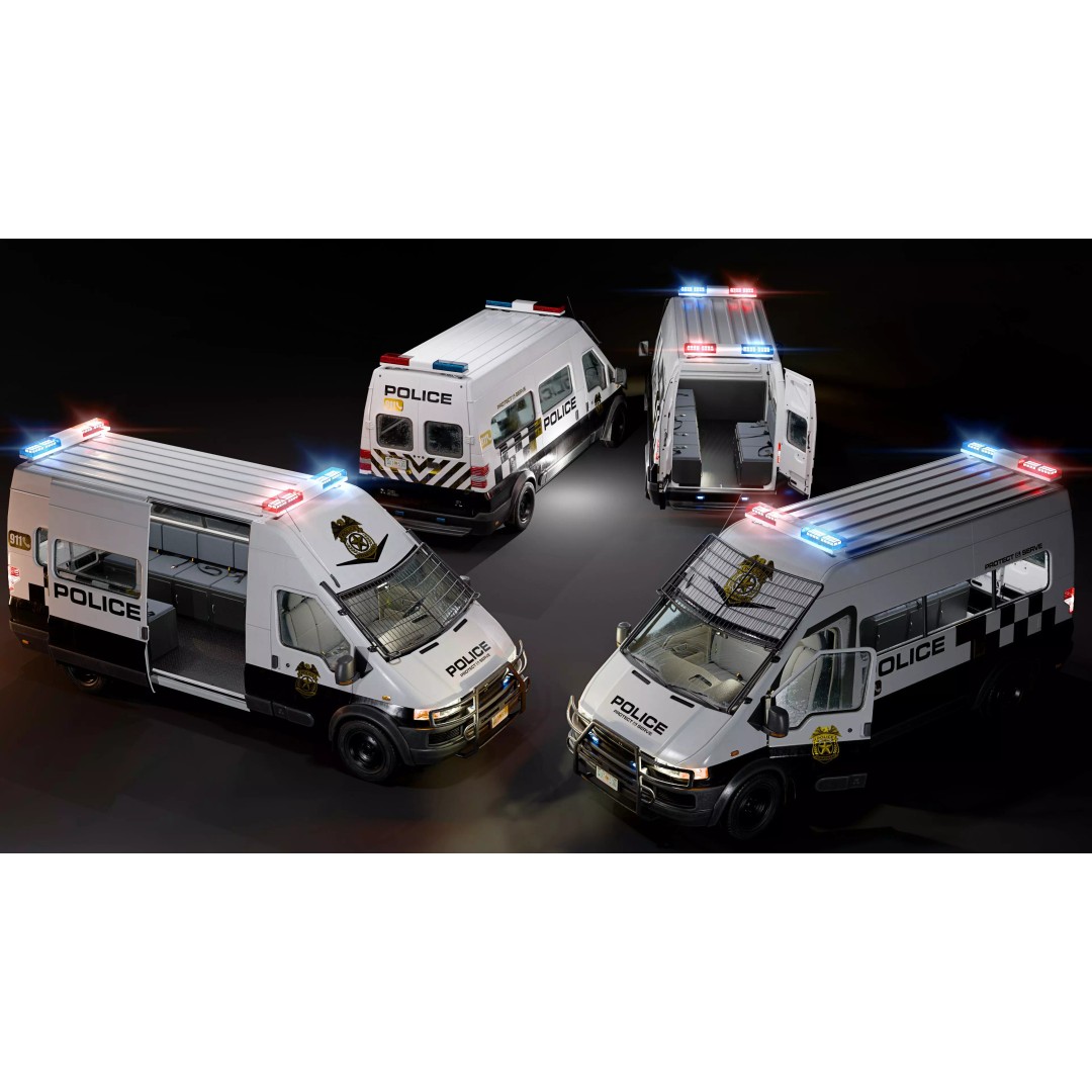 Service Van 3D Model – Low Poly Game Asset, FBX, PBR Textures - View 7