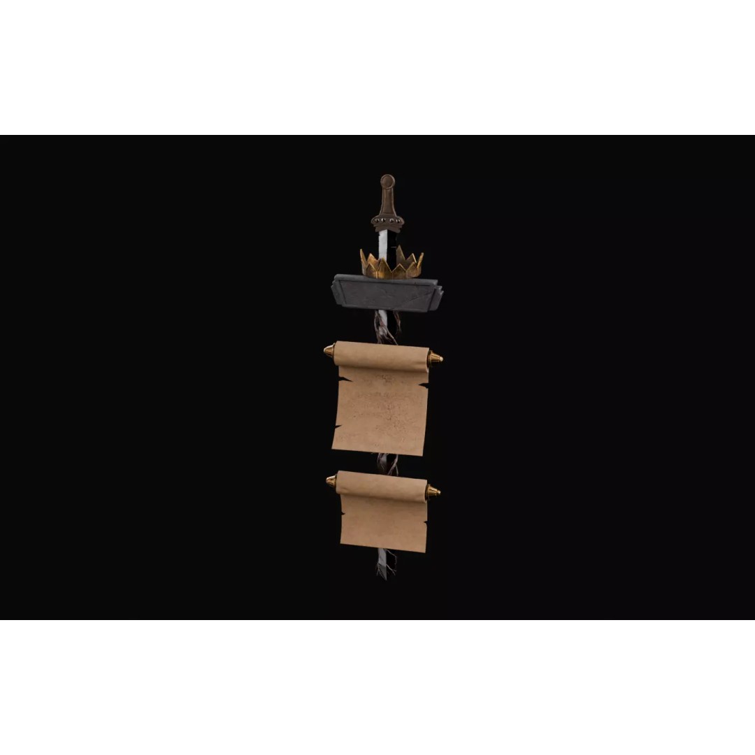 Royal Sword and Scroll 3D Model – High Poly Medieval Fantasy Asset, FBX - View 14