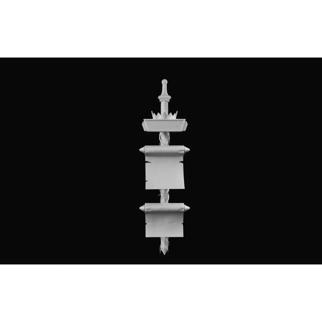 Royal Sword and Scroll 3D Model – High Poly Medieval Fantasy Asset, FBX - View 17