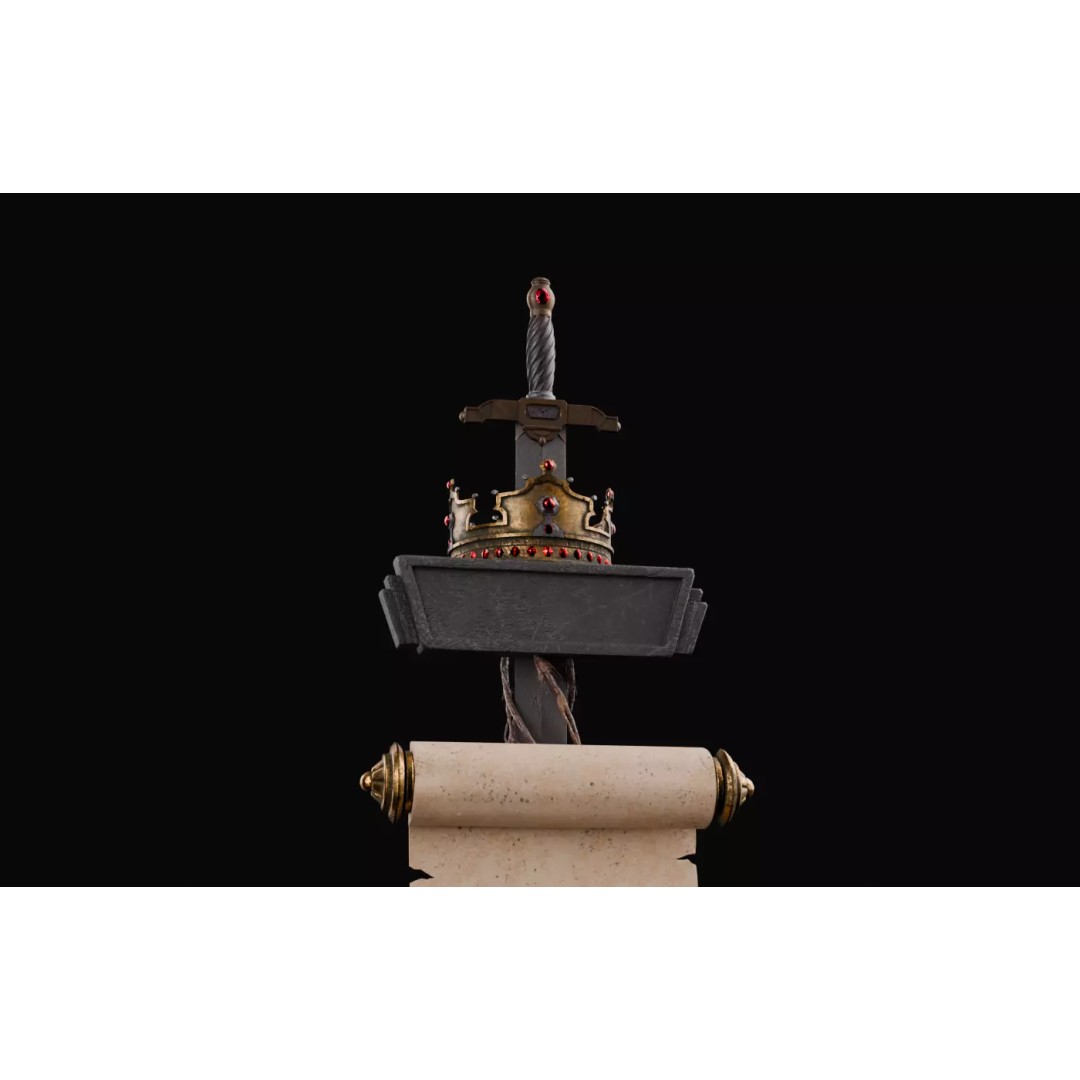 Royal Sword and Scroll 3D Model – High Poly Medieval Fantasy Asset, FBX - View 18