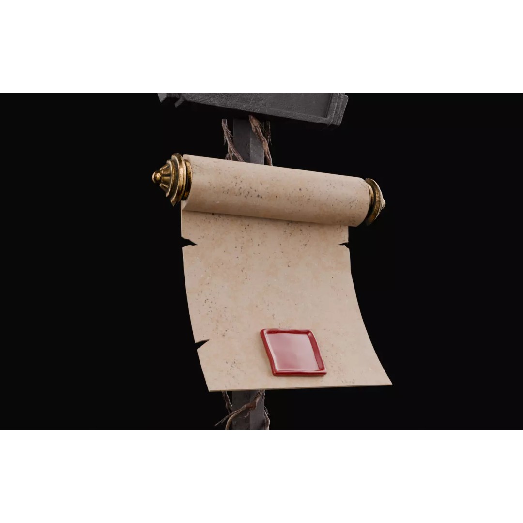 Royal Sword and Scroll 3D Model – High Poly Medieval Fantasy Asset, FBX - View 21
