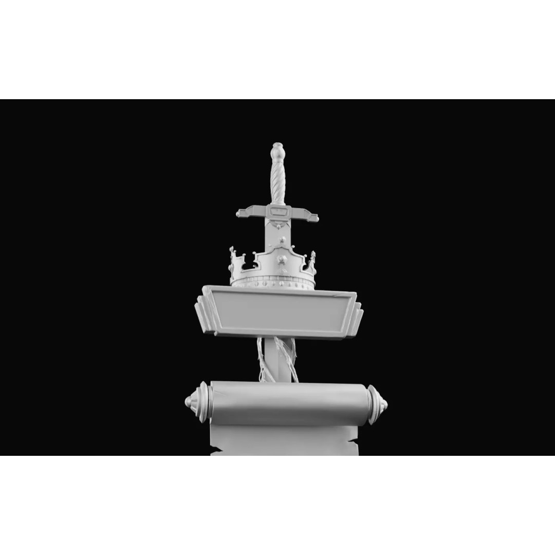 Royal Sword and Scroll 3D Model – High Poly Medieval Fantasy Asset, FBX - View 6