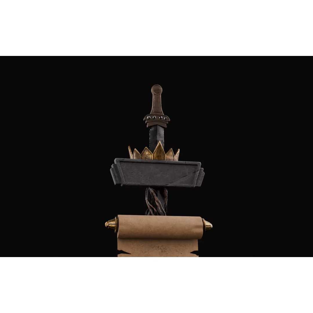 Royal Sword and Scroll 3D Model – High Poly Medieval Fantasy Asset, FBX - View 8